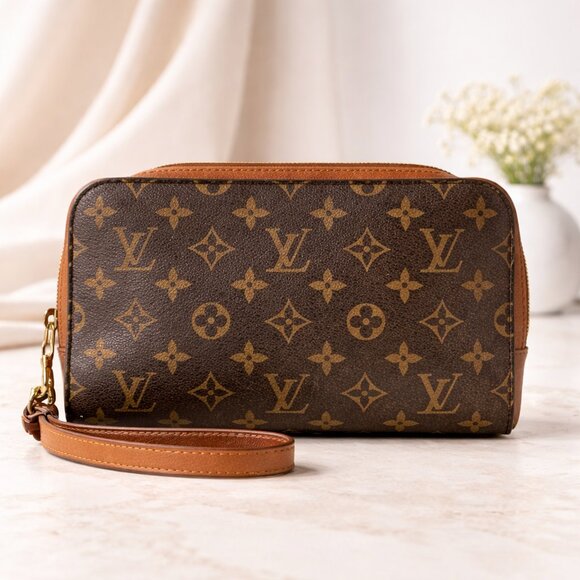 Authentic Louis Vuitton Orsay Monogram Clutch WristletLV Canvas Vintage Bag